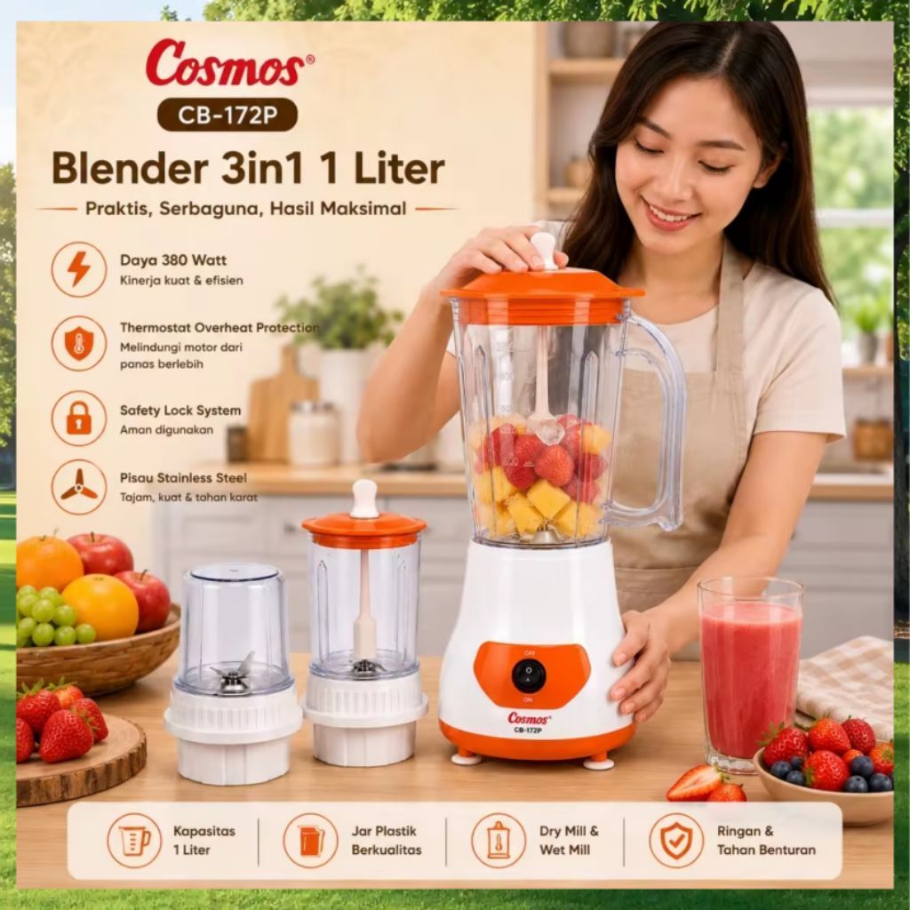 BLENDER CB 172 P COSMOS 1 LITER STAINLESS STEEL DRY WET MILL THERMOSTAT