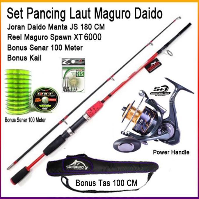 Set Pancing laut Maguro dan Joran daido 180CM Original