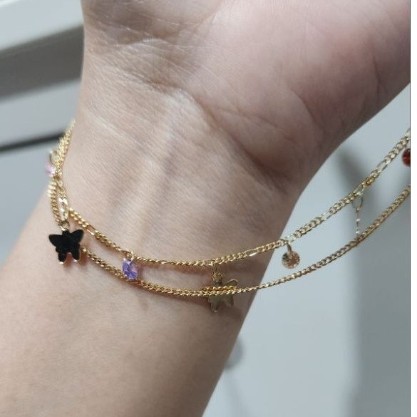 Kalung gold 2 layers butterfly