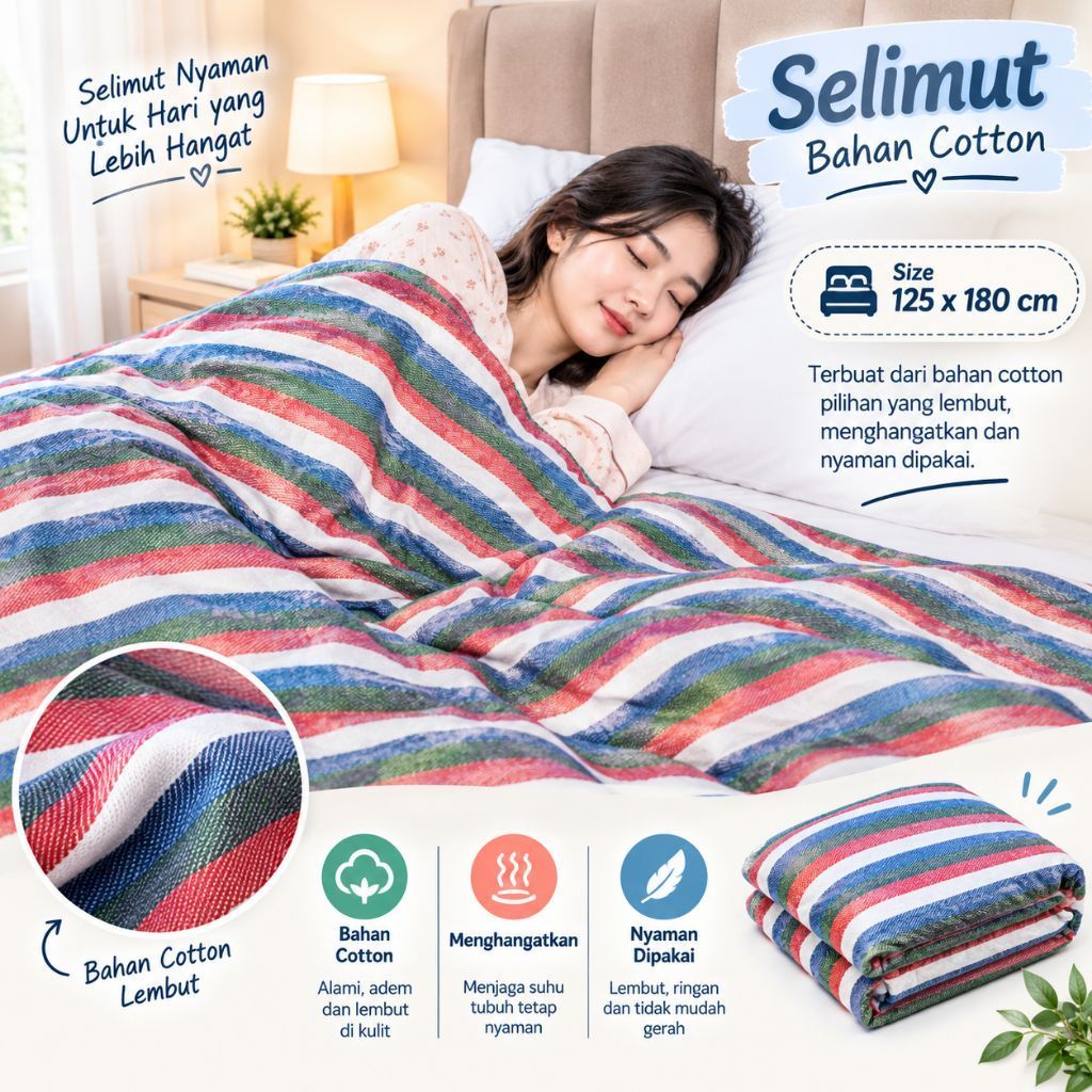 Selimut Lurik AA8 Selimut Kamli 125x180 Tebal