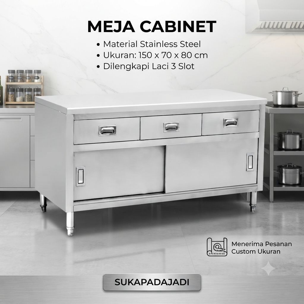 Meja Cabinet Stainless steel Laci / Meja Cabinet Stainless
