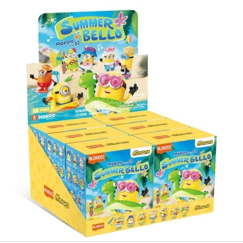 blokees Minions blind box mokoo series-02 summer bello blind box plastic model action figure mainan 