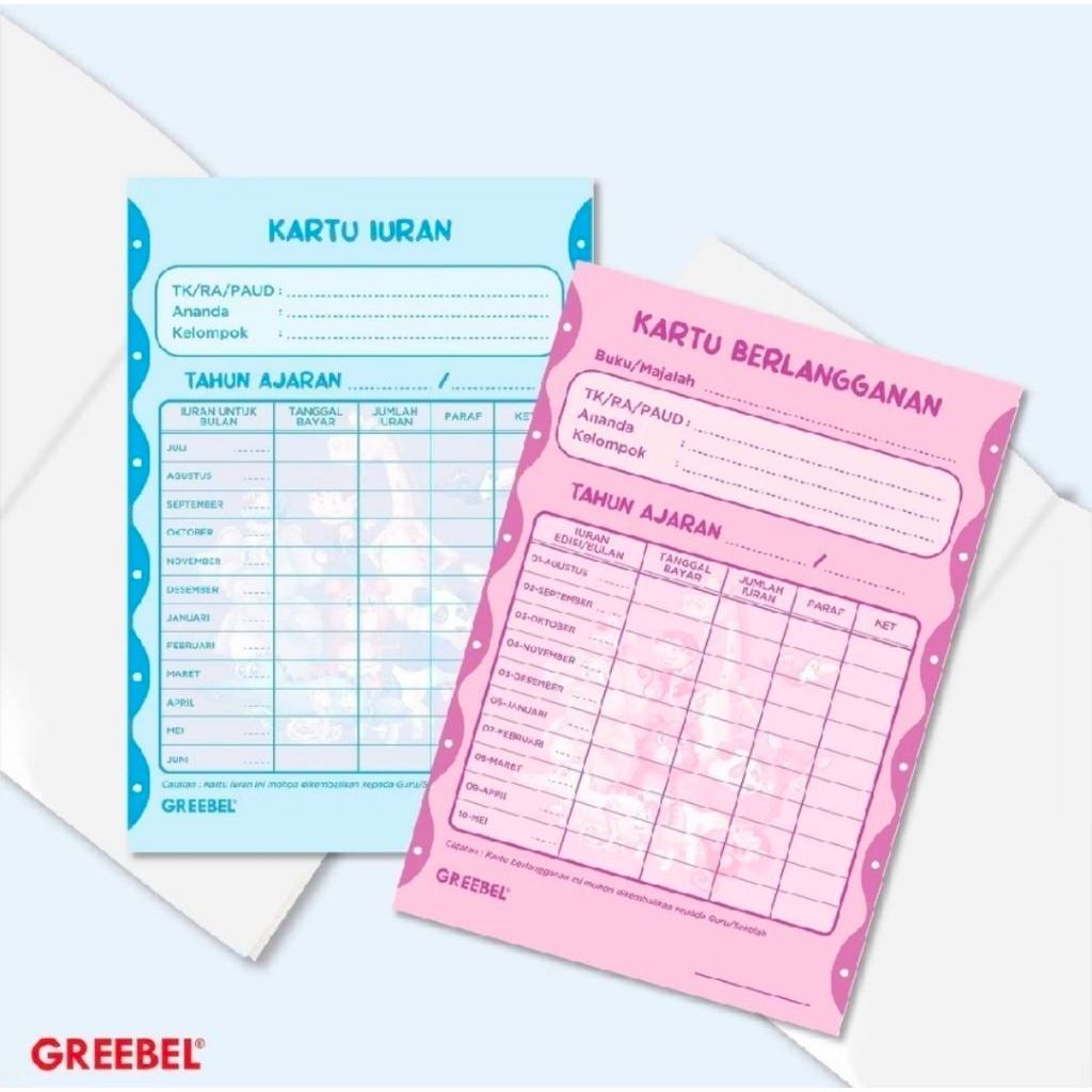 KARTU IURAN GREEBEL / KARTU IURAN 1 LEMBAR / KARTU IURAN ANAK / KARTU SPP