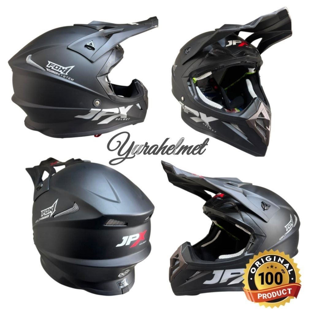HELM JPX CROSS FOX1 HELM MOTOCROSS FULLFACE SNI Helm jpx cross Hitam doff Original