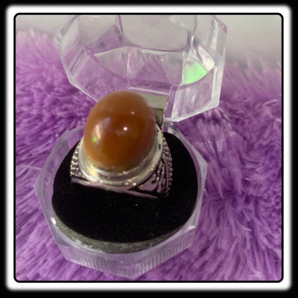 Cincin Pria Asli Batu Akik Cempaka Madu (Lawas)