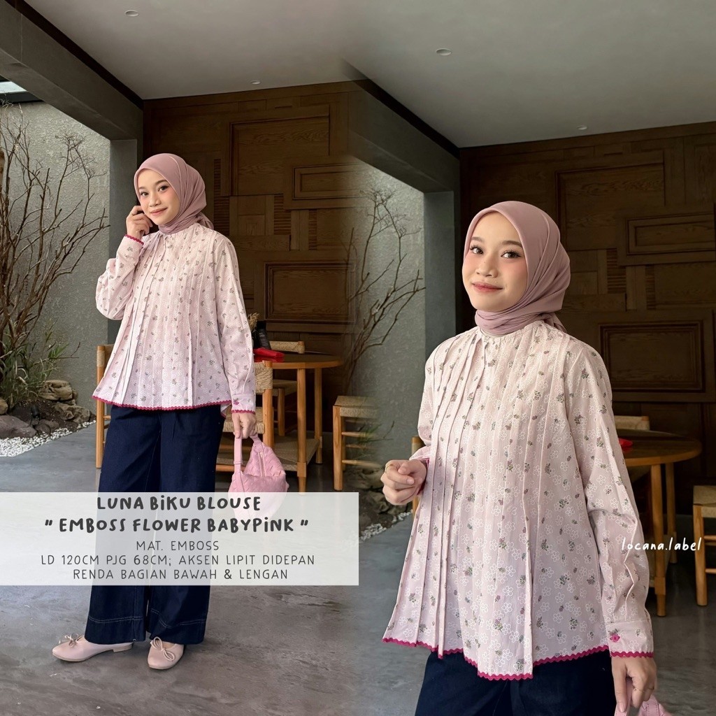 LOCANA Luna Biku Sanin Tenca Blouse Motif Moca MCA LCN Meong Solo