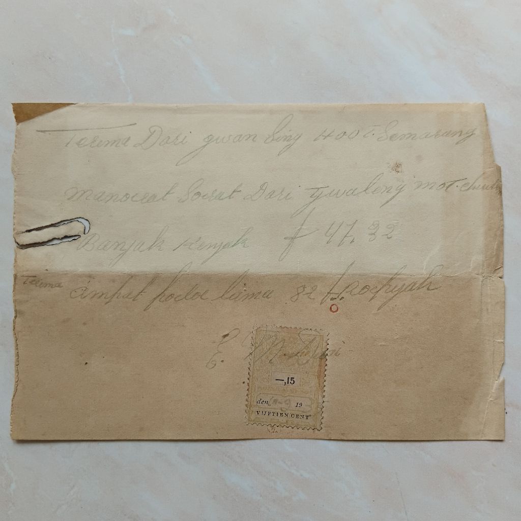 Koleksi Dokumen Arsip Perdagangan Kuno Tua Kwitansi Tulisan Tangan 1935 era Hindia Belanda - YN3504
