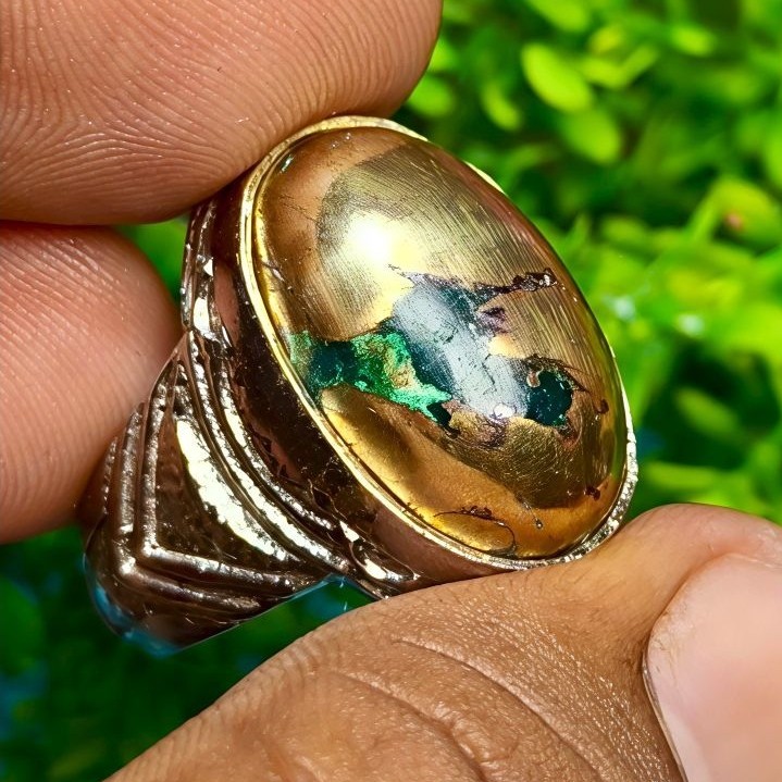 cincin batu akik damar Wulan full badar mas
