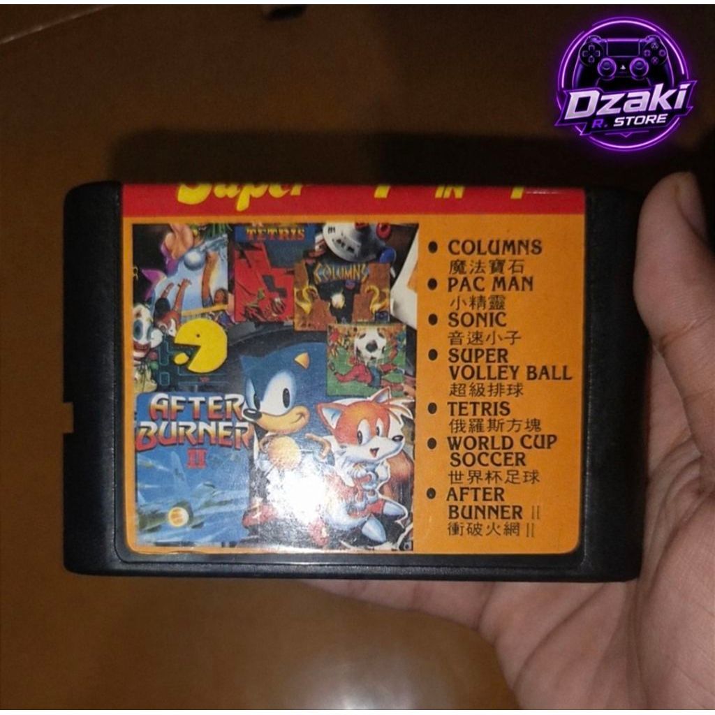 Kaset sega 7 in 1 dan bonus free 1 kaset/cartridge sega lainnya