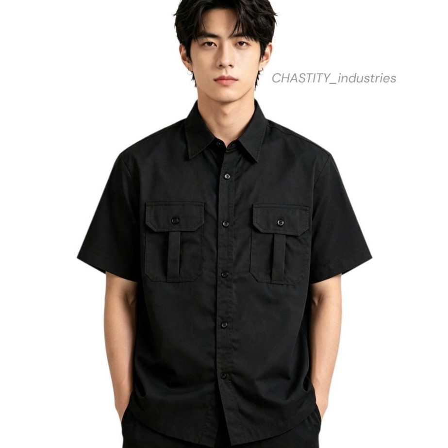 CHASTITY Kemeja Workshirt Pria Lengan Pendek