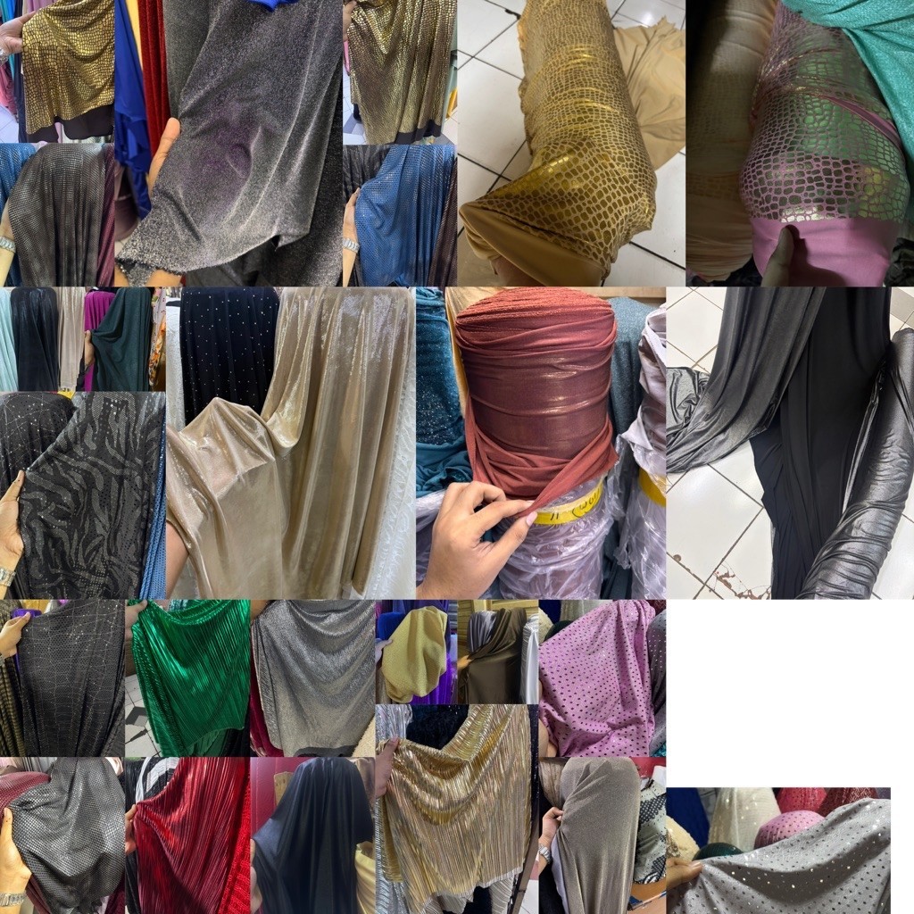 PER METER - Kain Kilap Spandek Metalik Polos Gliter Premium (Harga Per 1 Meter)