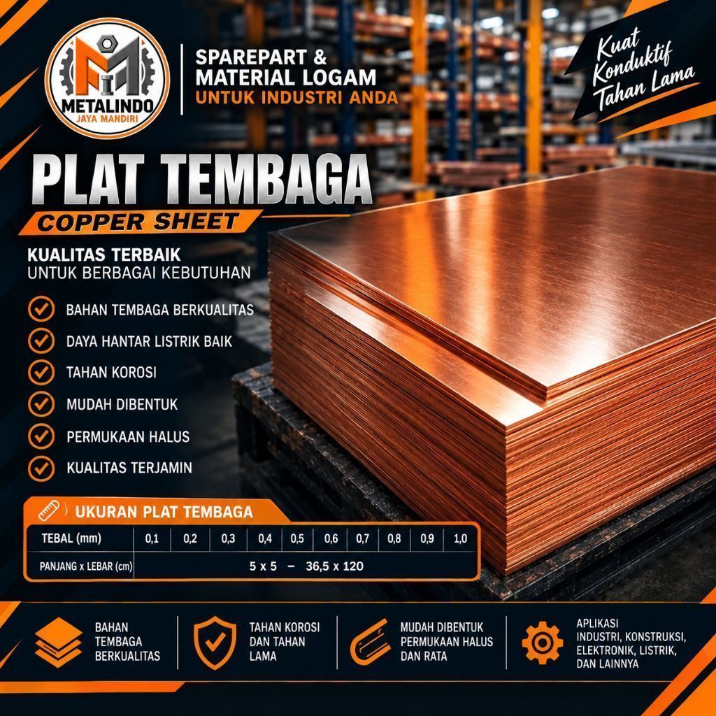 plat tembaga 0.1mm x 10cm x 100cm - tembaga lembaran
