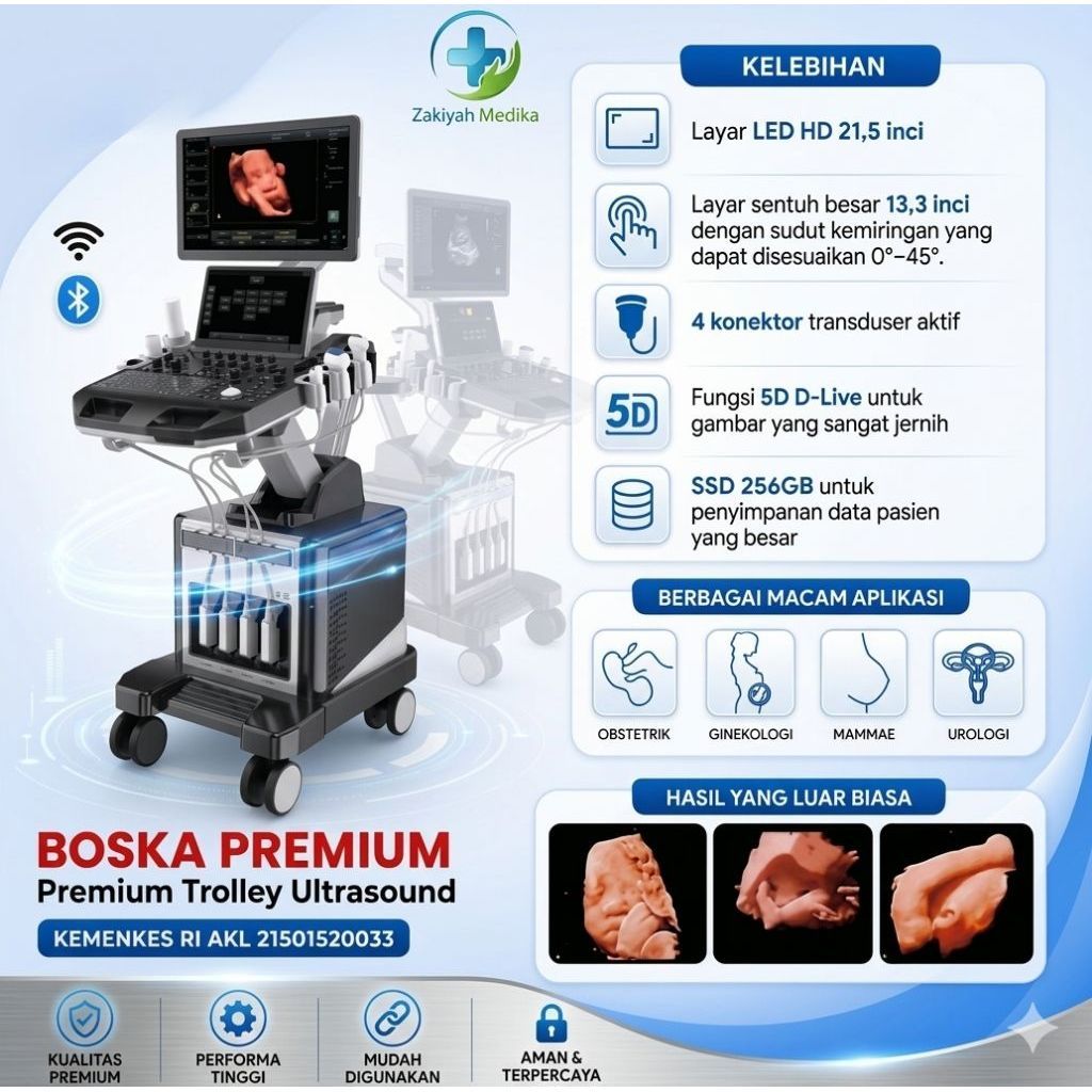 USG 4D 5D PREMIUM BOSKA Plus TROLLEY | USG Premium BOSKA 4D 5D Ultrasound | USG Premium Medis Rumah 
