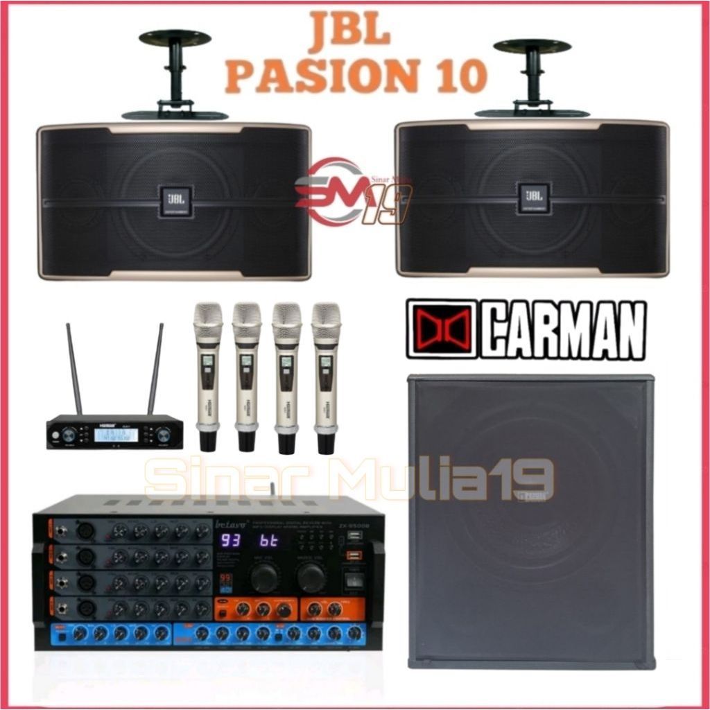 Paket Sound System Speaker JBL PASION 10 Original Amplifier Betavo ZX-9500 Subwoofer Aktif Carman 12