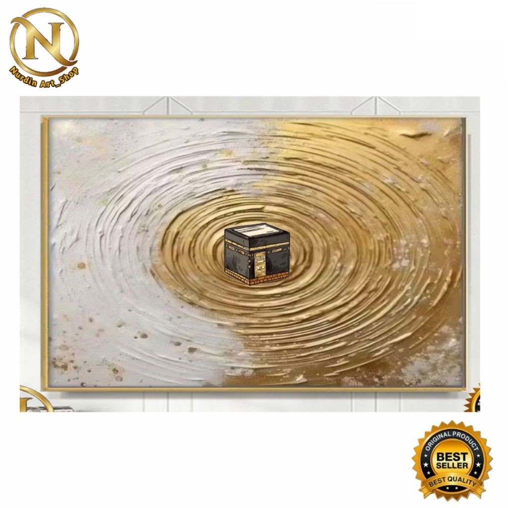 Lukisan Abstrak Modern Ka'bah Landscap Plus Frame