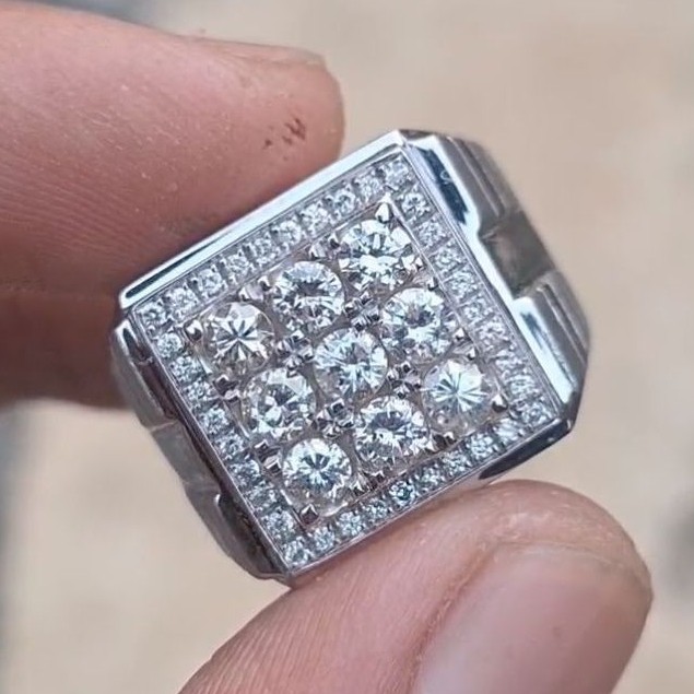Cincin Pria Berlian Eropa Perak Premium Elegan