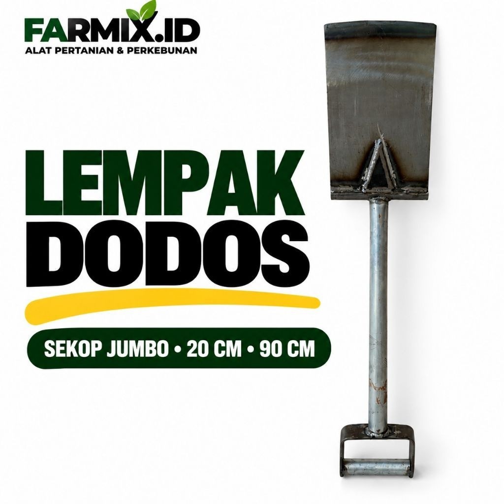 Farmix.id Lempak Dodos Sekop Jumbo 20cm x 90cm | Sekop Tanah Gagang Besi | Alat Gali Tanah