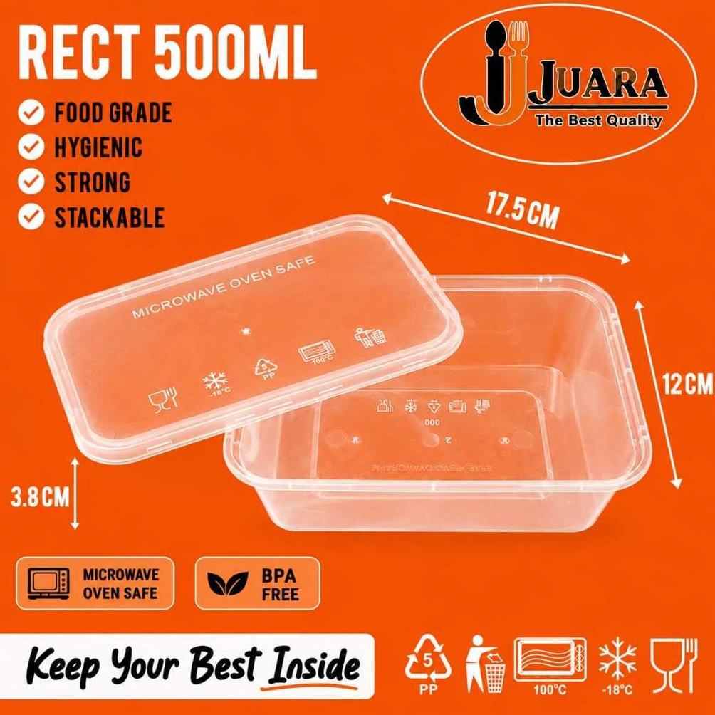 [ VICA ] Kotak makan anti pecah tepak plastik tahan safe microwave thinwal 500ml lunch box 500ml rec