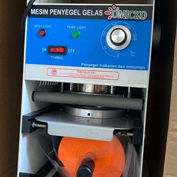 Mesin Cup Sealer Omicko Bekas free cup 12&16 oz, seal cup 2gulung, sedotan, plastik