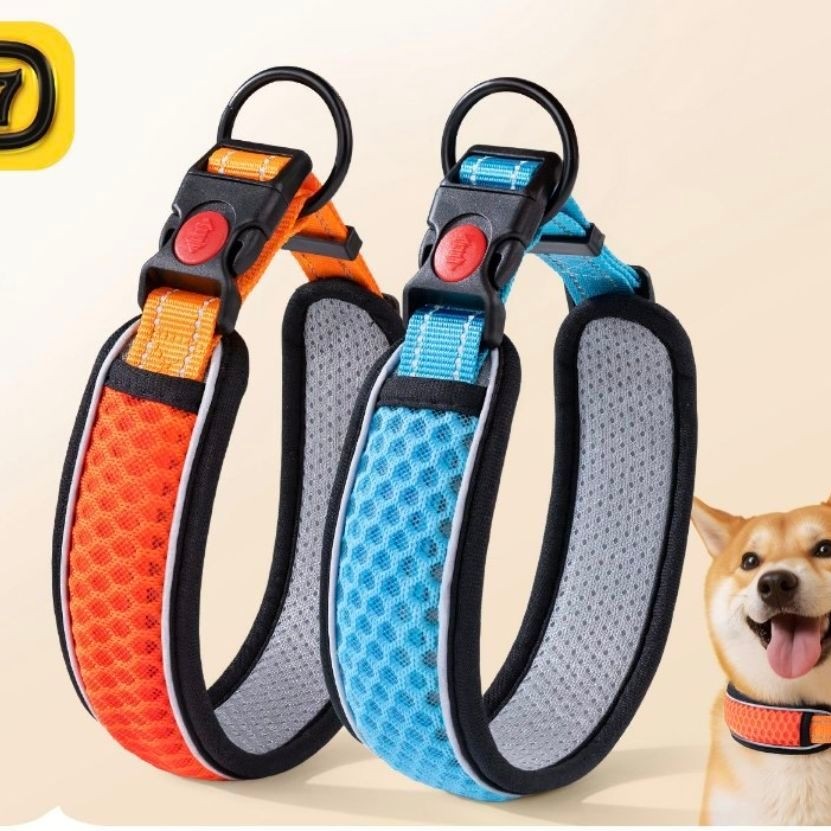 Tali tuntun harness anjing bahan kuat kain busa anti sakit