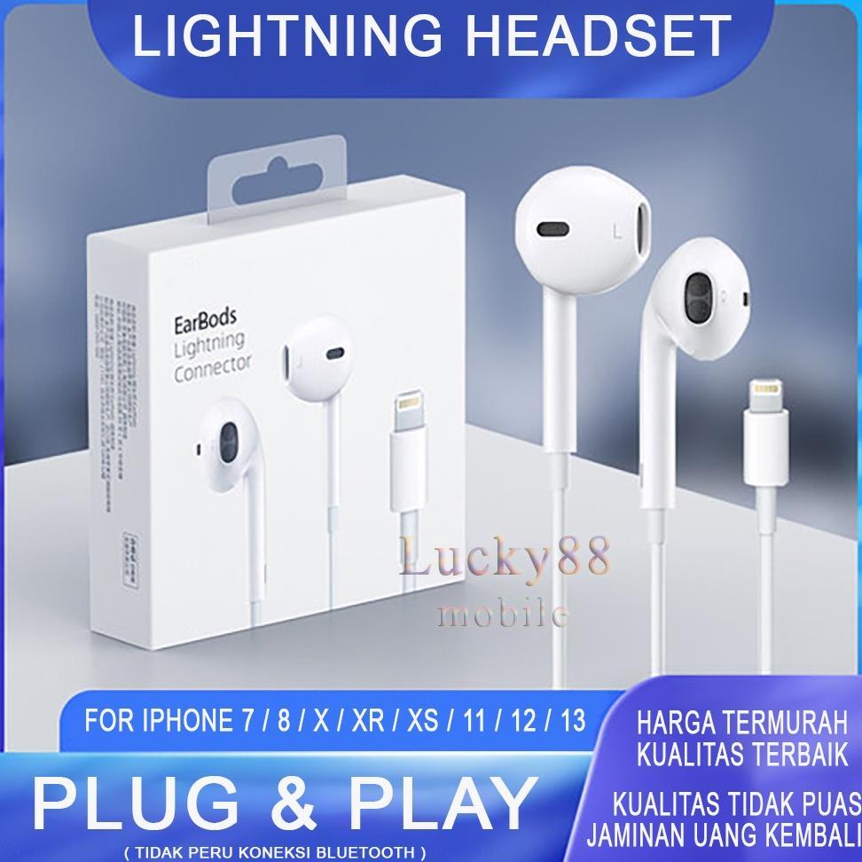 PLUG & PLAY Earphone / Headset Lightning Ori Suara Jernih Super Bass