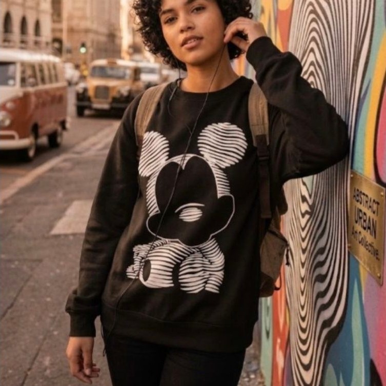 DISNEY OVERSIZE MICKEY MOUSE SWEATER WOMEN'S CREWNECK