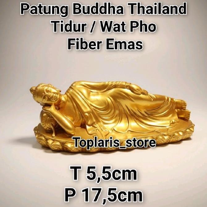 Patung Buddha Tidur Fiber Emas