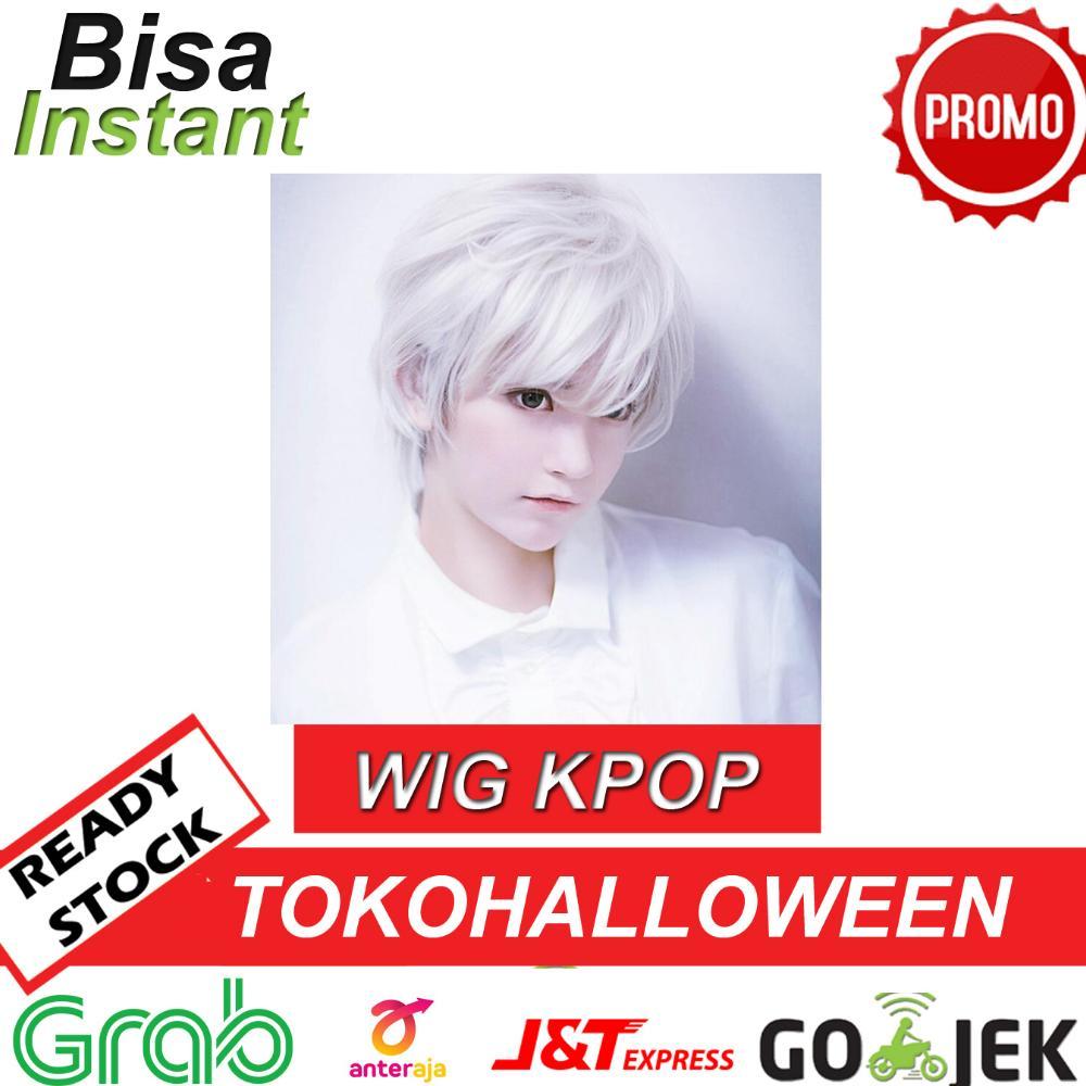 wig anime putih pria cosplay pria wanita Diskon