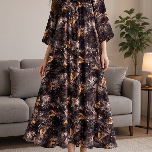 AYUMI DASTER KERUT DADA POLOS & MOTIF / RAYON TWILL PREMIUM