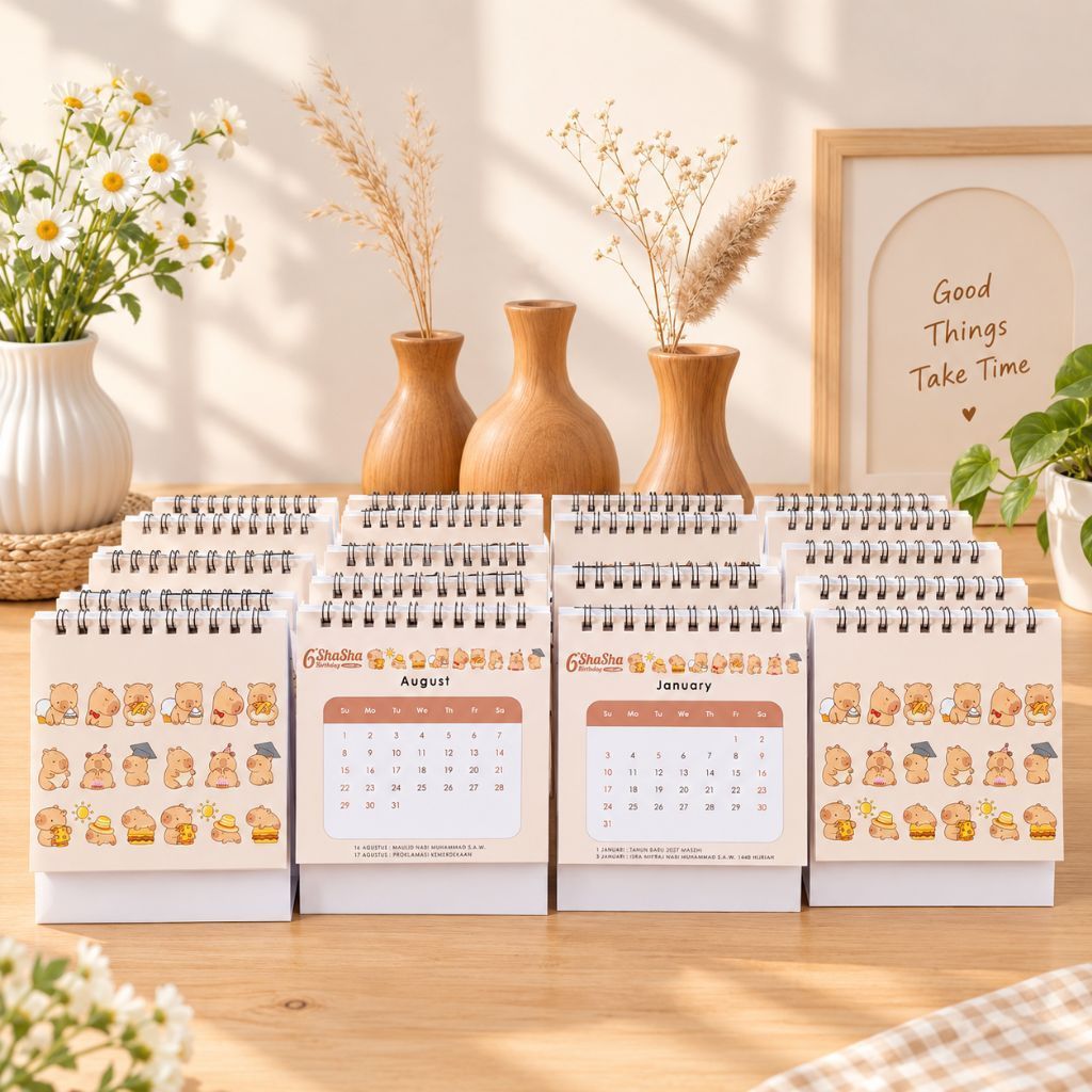 SOUVENIR KALENDER CUSTOM FREE DESIGN | KALENDER MEJA CUSTOM HAMPERS