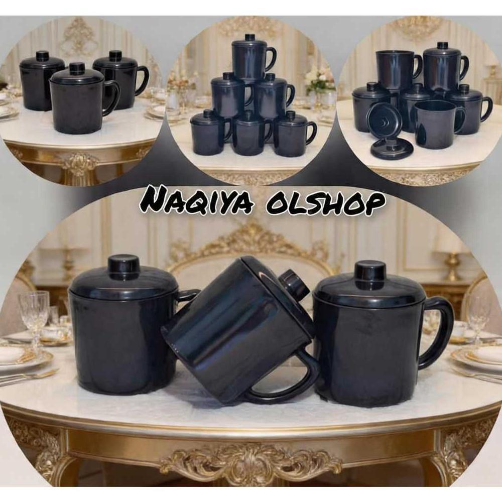 4 Pcs Mug tutup Melamin - Cangkir Melamin 330 Ml - cangkir Melamin plus tutup Tebal tahan Panas