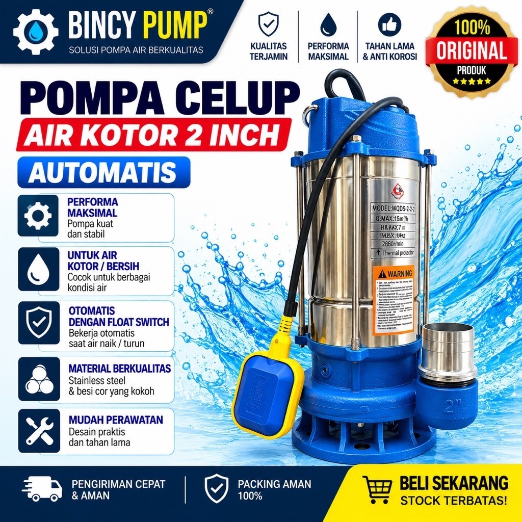 Pompa Celup Air kotor 2inch AUTO otomatis Pump Submersible Pompa air