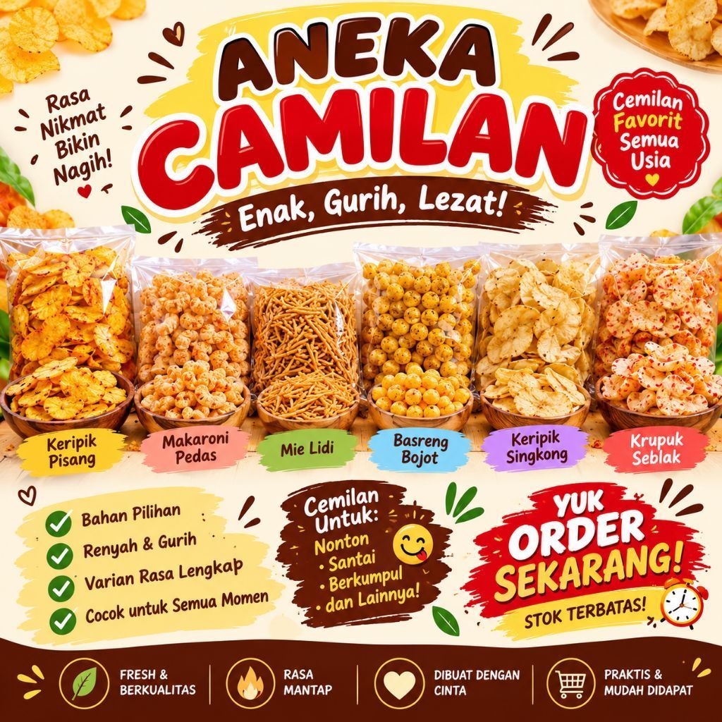 Aneka Cemilan Keripik dan Makanan Ringan