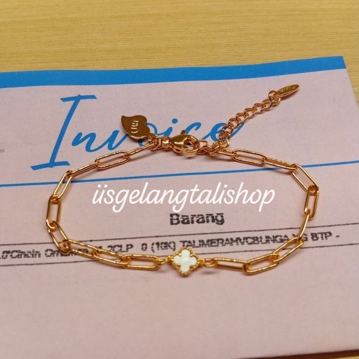 Gelang Rantai Cattena Emas Clover Putih 0,2gram Semar Nusantara