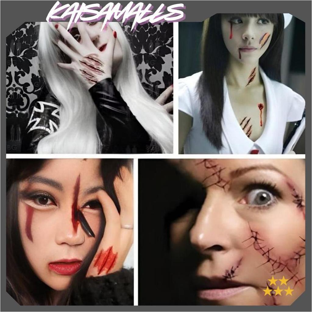 Cosplay Stiker Luka Palsu Realistis Halloween Promo Puncak