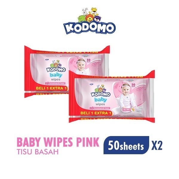 Kodomo Tisu Basah Antibakterial Rice Milk Pink Bag Isi 50 Buy 1 Extra 1 x2