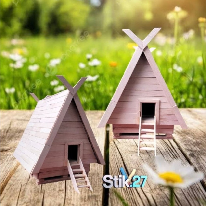 MINIATUR RUMAH ADAT TAMBI SULAWESI TENGAH Prakarya Kerajinan Tangan dari stik es krim