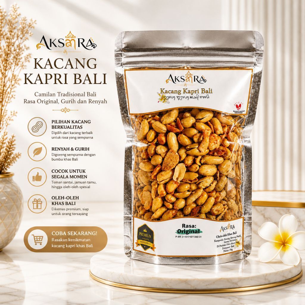 Kacang Kapri Aksara Makanan Ringan Kacang Bawang Oleh oleh Khas Bali  Rasa Original