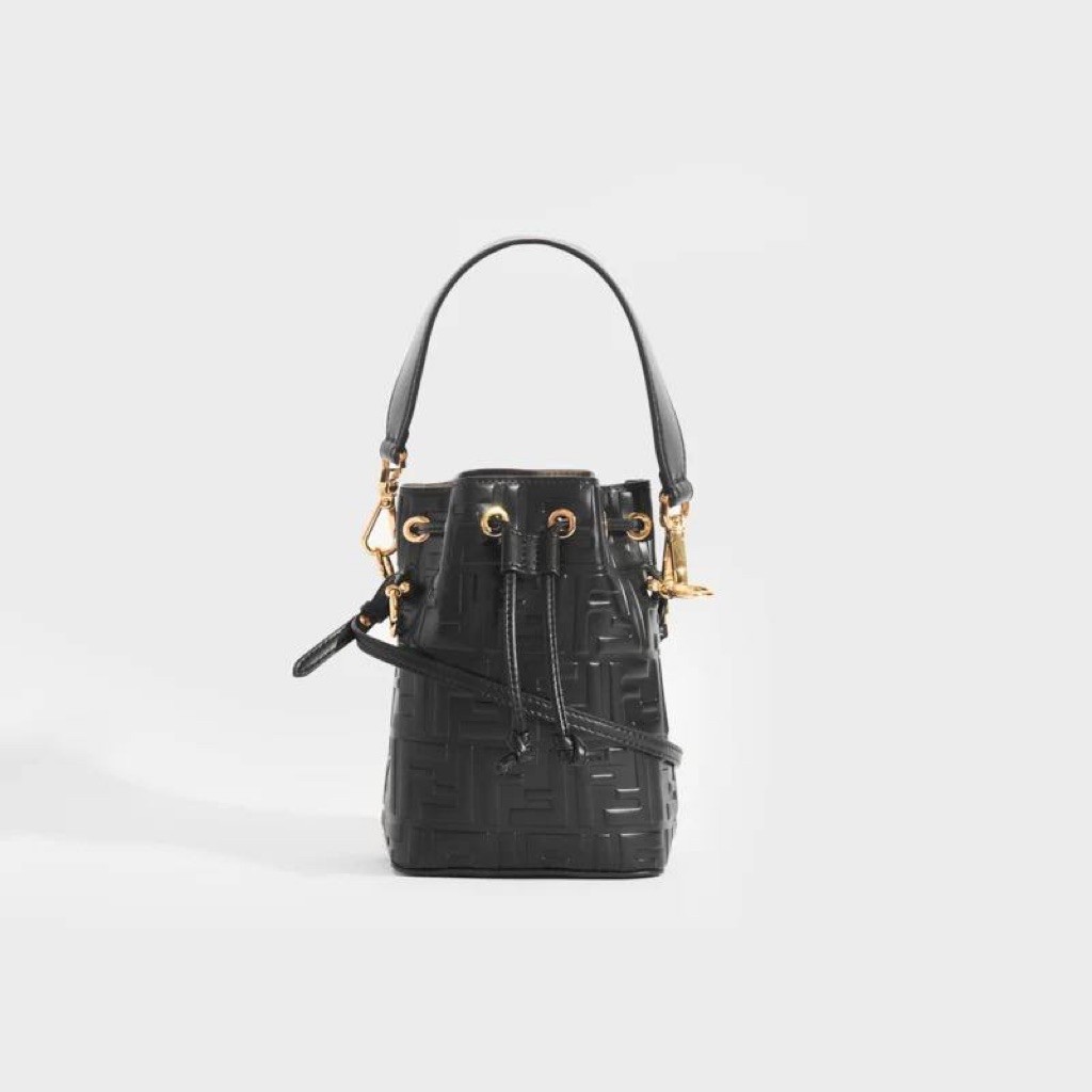 (PRELOVED) Fendi Mini Mon Tresor FF Motif Bucket Bag Black GHW