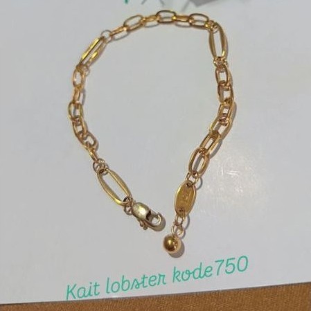 Gelang titanium asli berlapis emas kait lobster kode 750