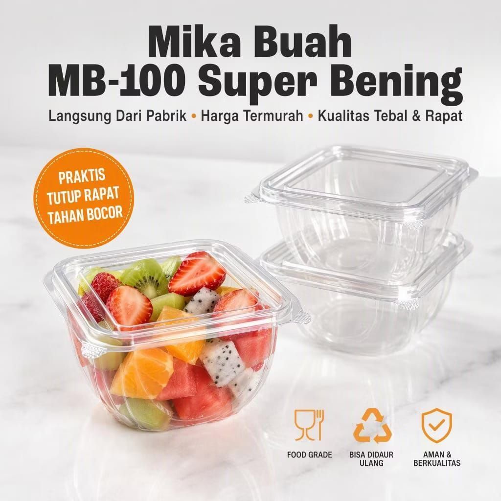 [ 1 DUS 500 SET ] Mika Tray Salad Buah  MB 100 Mika  Salad Sayur 500 ML