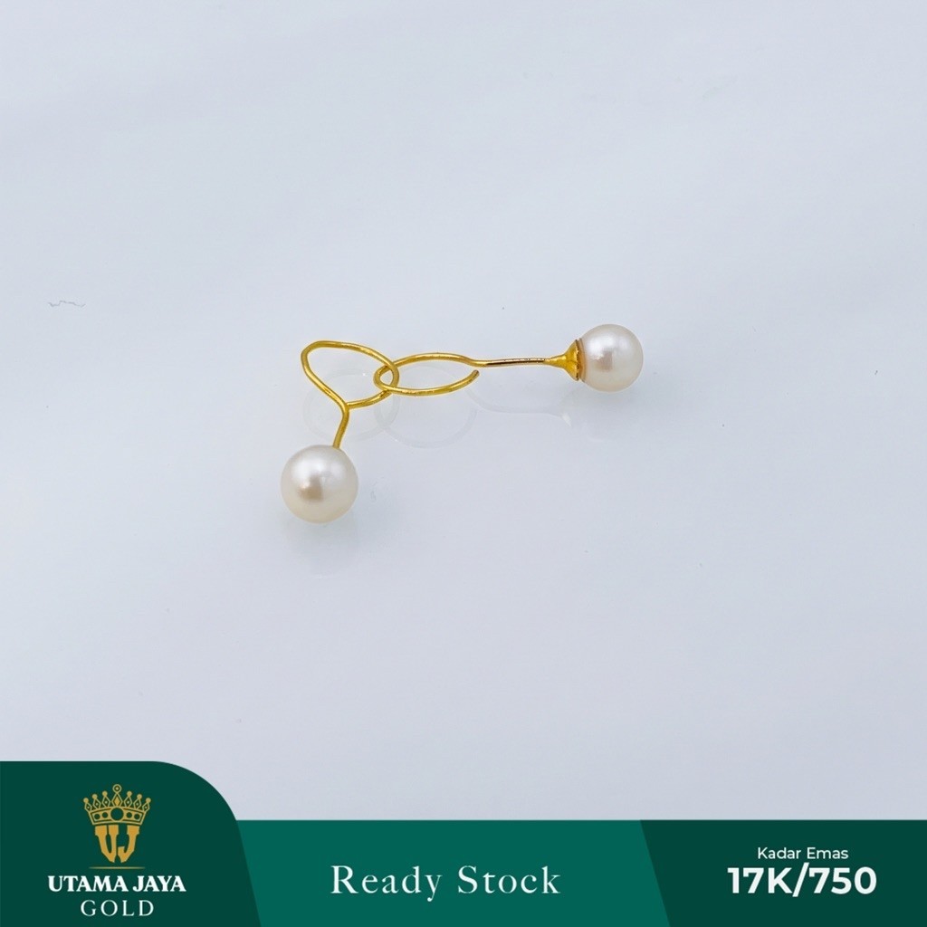 Anting Emas Model Toge Mutiara Putih 750/17K