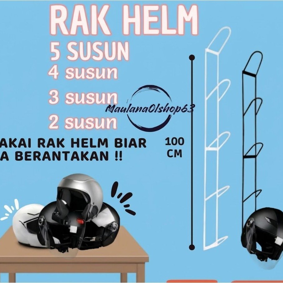 Rak Helm Dinding/ Rak Penyimpanan Helm Dinding Susun
