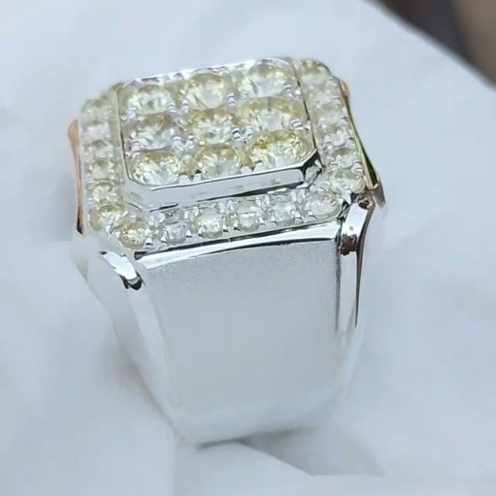 cincin perak pria berlian eropa kuning