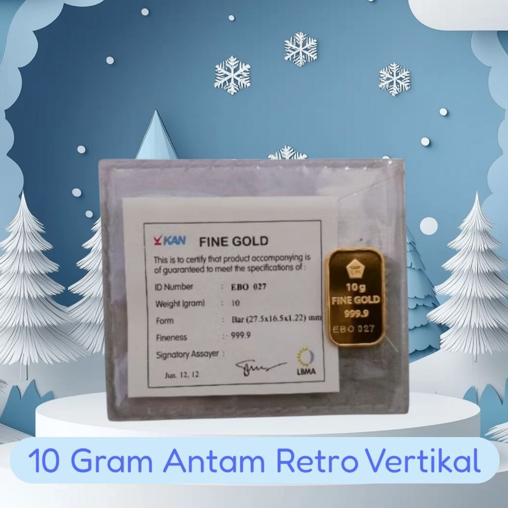 Logam Mulia Emas 10 Gram Antam Retro Vertikal
