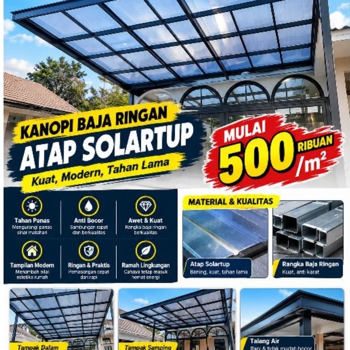 kanopi minimalis atap transparan