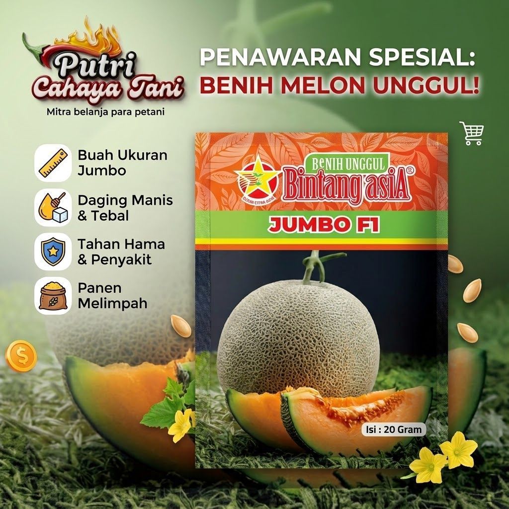 Benih Melon JUMBO 20 Gram Bintang Asia