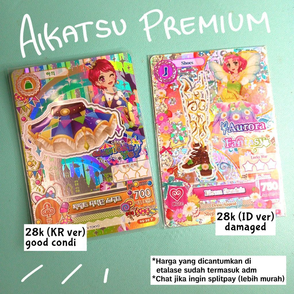 Aikatsu Official Premium Card Sakura & Kaede kartu murah (Bloom Sandals, Pierrot Carnival)