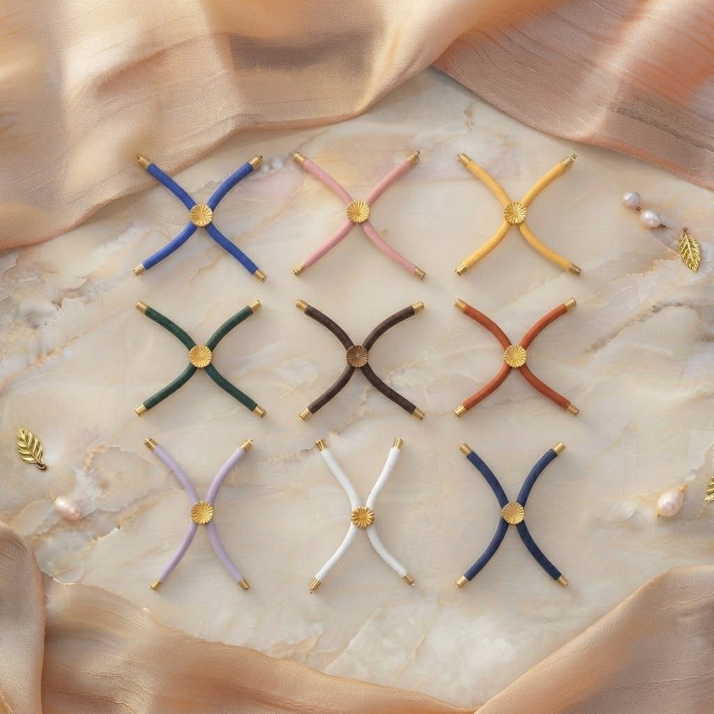 Gelang Tali Serut Kait Aneka Warna Adjustable Charm Emas