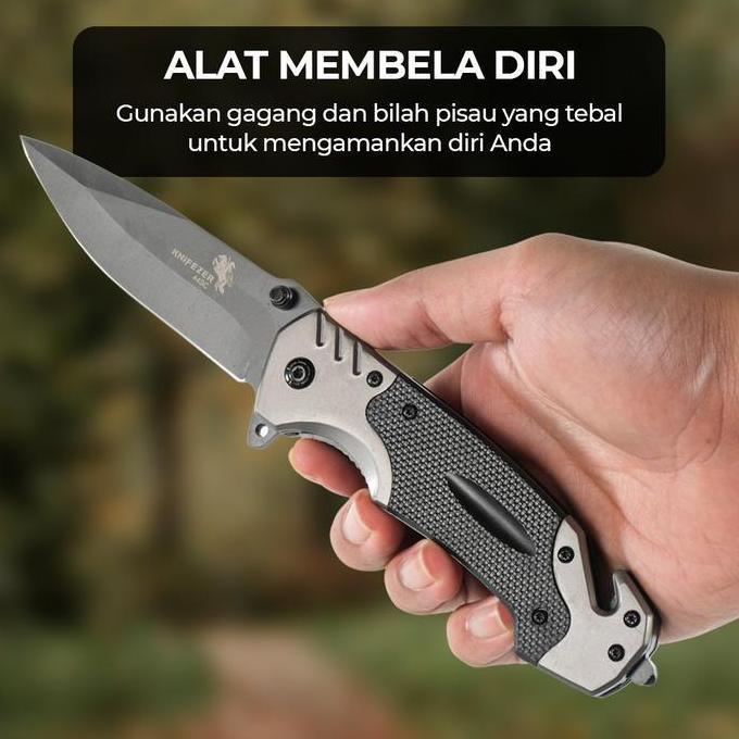 HUSSHHTLERS Pisau Lipat Camping - Pisau Tactical Balisong - Pisau Tentara TNI
